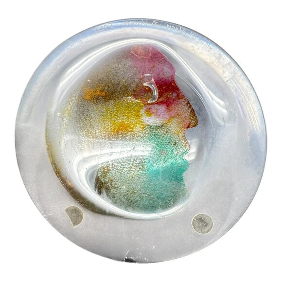 KOSTA BODA Bertil Vallien Face in Bottom Glass Bowl #59280 Signed - Picture 3 of 9